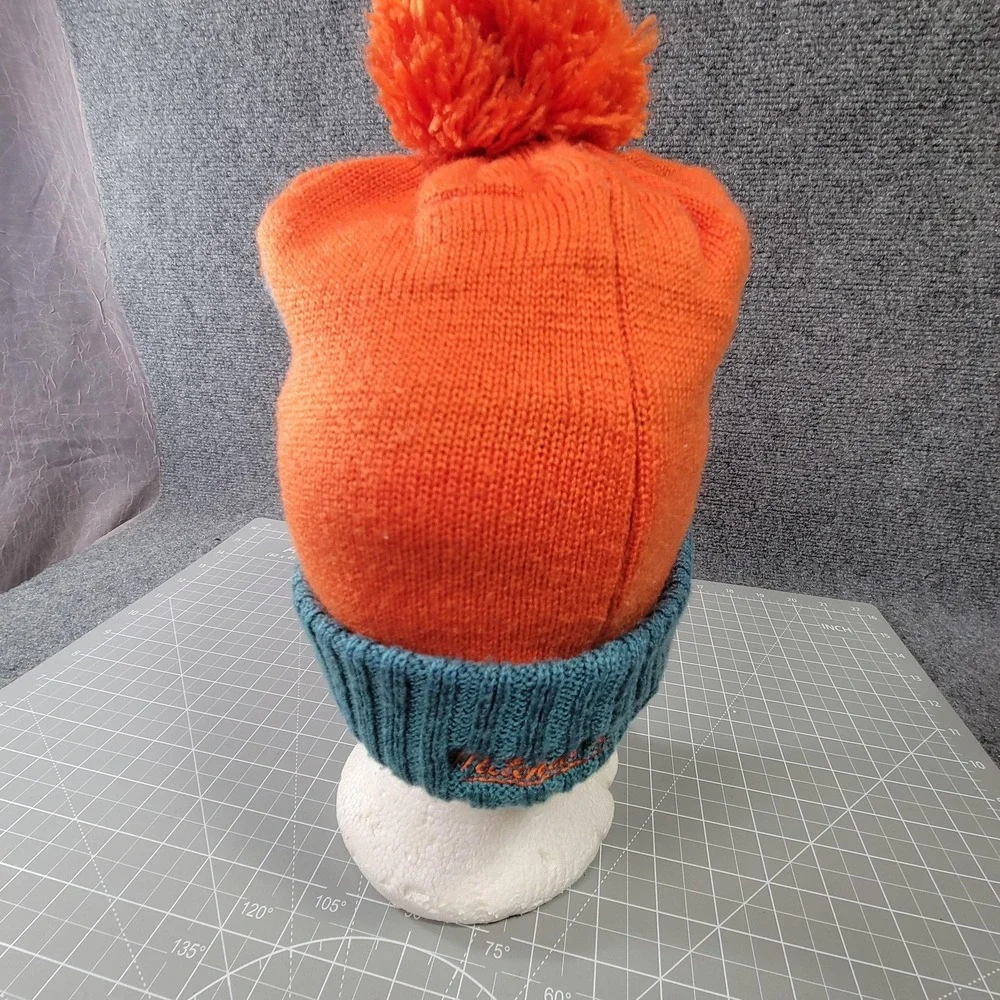Miami‎ Dolphins Hat Beanie Mens Orange Teal NFL Football Pom Cuffed Knit Script